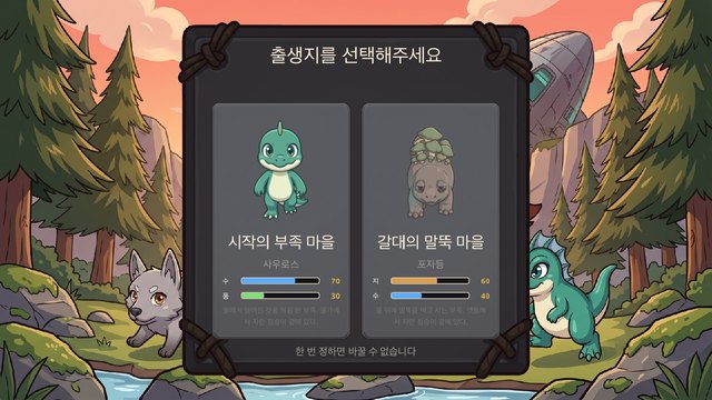 출생지를 고른다 — 마을이 시작 펫을 정한다
